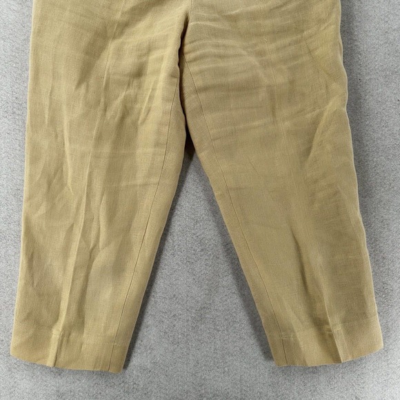 Talbots 100% Irish Linen Pants Womens 6 Tan‎ Career Flat Front Straight Trouser - Picture 4 of 13